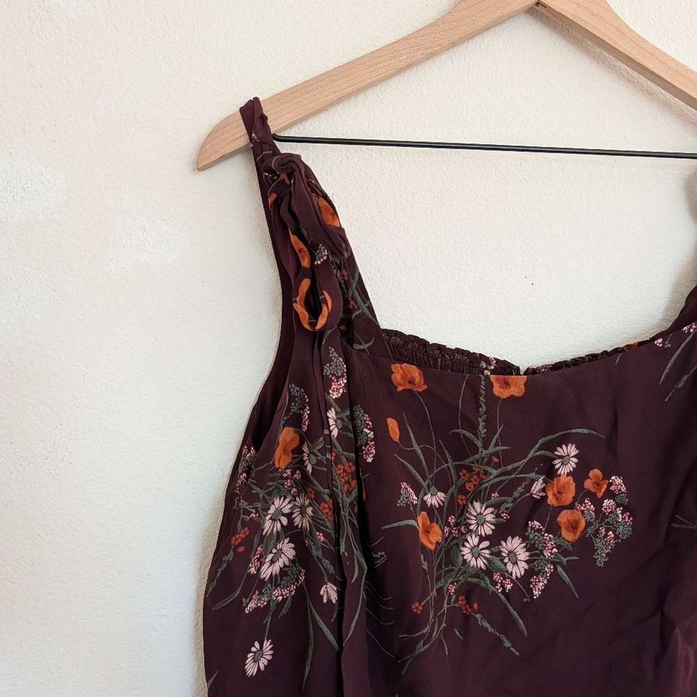 Reformation Twilight Midi Dress In Emmeline Burgundy Floral Size 16 New With Tag - Picture 6 of 10